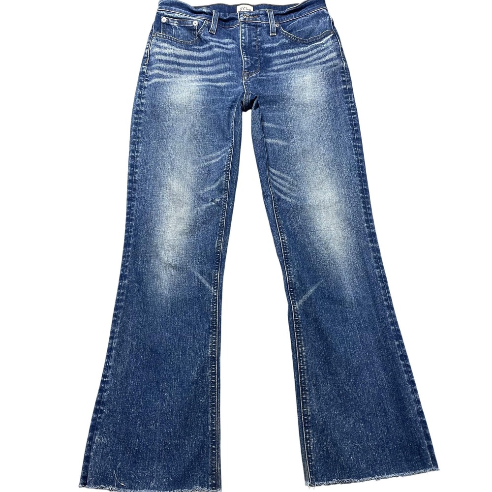 J.Crew Billie Demi Boot Crop Jeans Womens 28 Tall Blue Med Wash Distressed 30x28